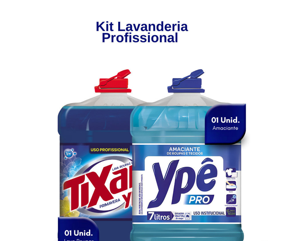 Kit Lavandeira: Lava Roupas Líquido Profissional Tixan Ypê 7L + Amaciante de Roupas e Tecidos Ypê Pro 7L