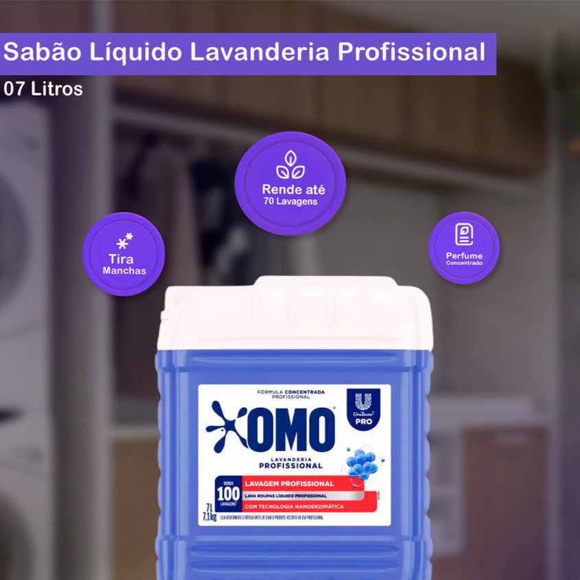 Lava Roupas Lavanderia Pro Líquido 7L Omo