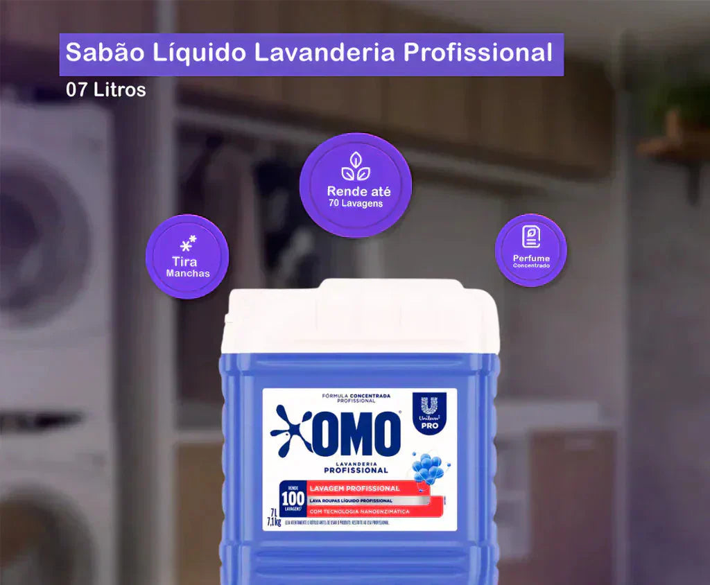 Kit 2und Lava Roupas Líquido Lavanderia Pro Omo 7L cada